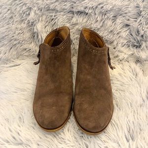 Lucky Brand Green Suede Studded Outline Bootie Leather Upper